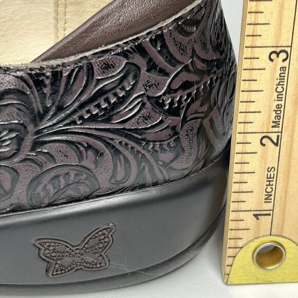 Alegria Shoes EU 40 US 9.5/10 Joleen Molasses Tooled Brown Leather Comfort Clog - Picture 7 of 12